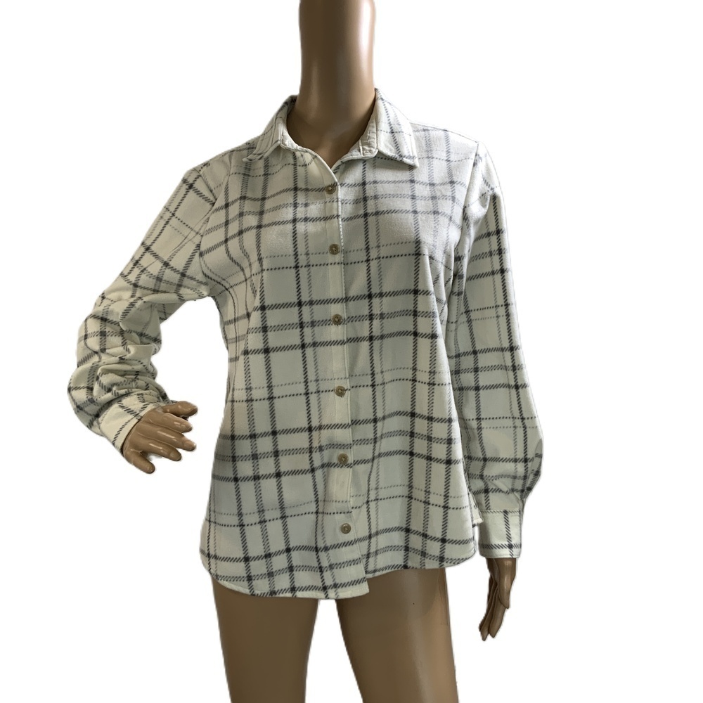 Lee Riders Off White Plaid Button Up Collared Long Sleeve Shirt Petite Sm Preppy